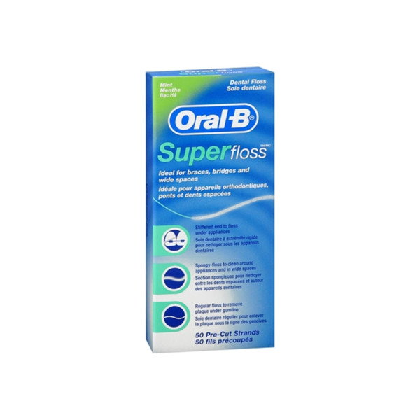 Oral-B Super Floss Mint Dental Floss Pre-Cut Strands 50 Ea