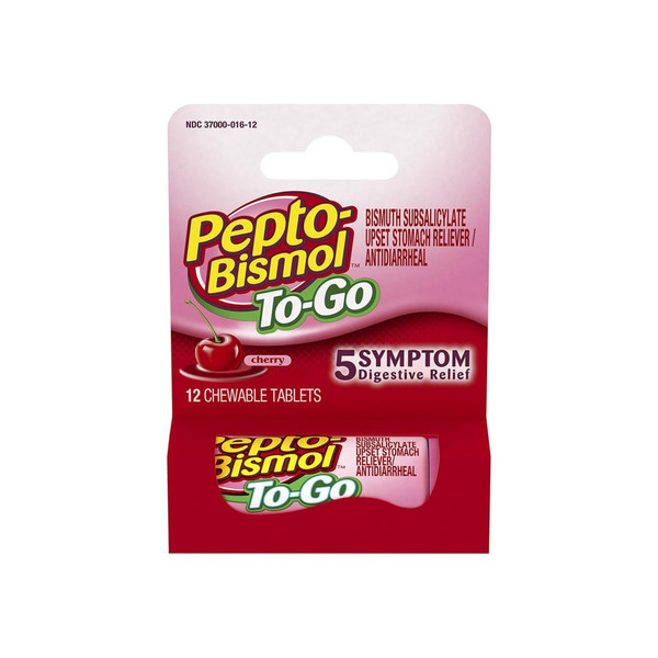 Pepto-Bismol To-Go Chewable Tablets Cherry 12 Ea