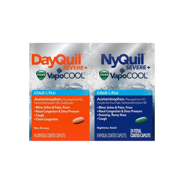 Vicks Dayquil/Nyquil Severe Cold & Flu Caplets, 24 Ea