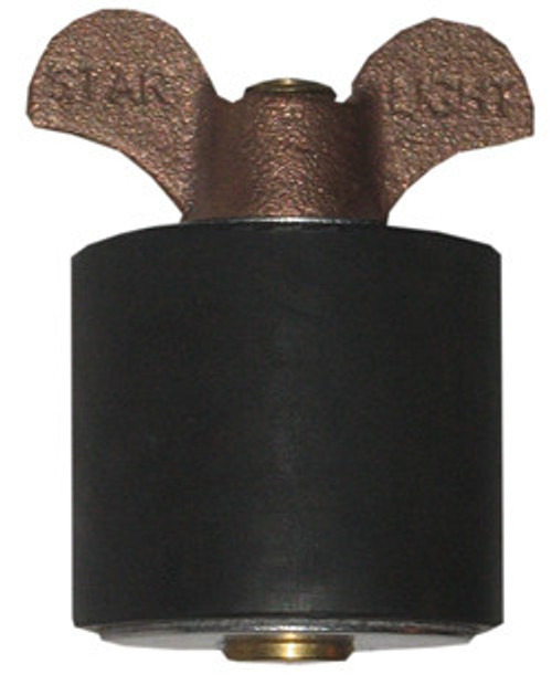 S-15-BW: 1-7/8" Brass Stem Plug With Brass Wing Nut For 2" Copper Pipe