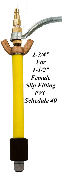 XO-16-BW: 1-3/4" Long Inducer for 1-1/2" Female Slip Fittings.  Brass Wing Nut.