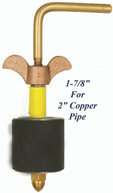 H-16-BW: 1-7/8" Hook Plug for 2" Copper Pipe-Brass Wing Nut