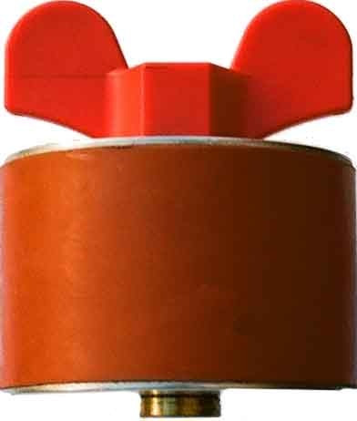 S-23-NW: 3-1/4" Brass Stem Plug-Nylon Wing Nut For 3" PVC Fittings