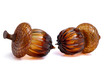 Light Metallic Clove & Amber - with Ridges | HANDBLOWN GLASS ACORN