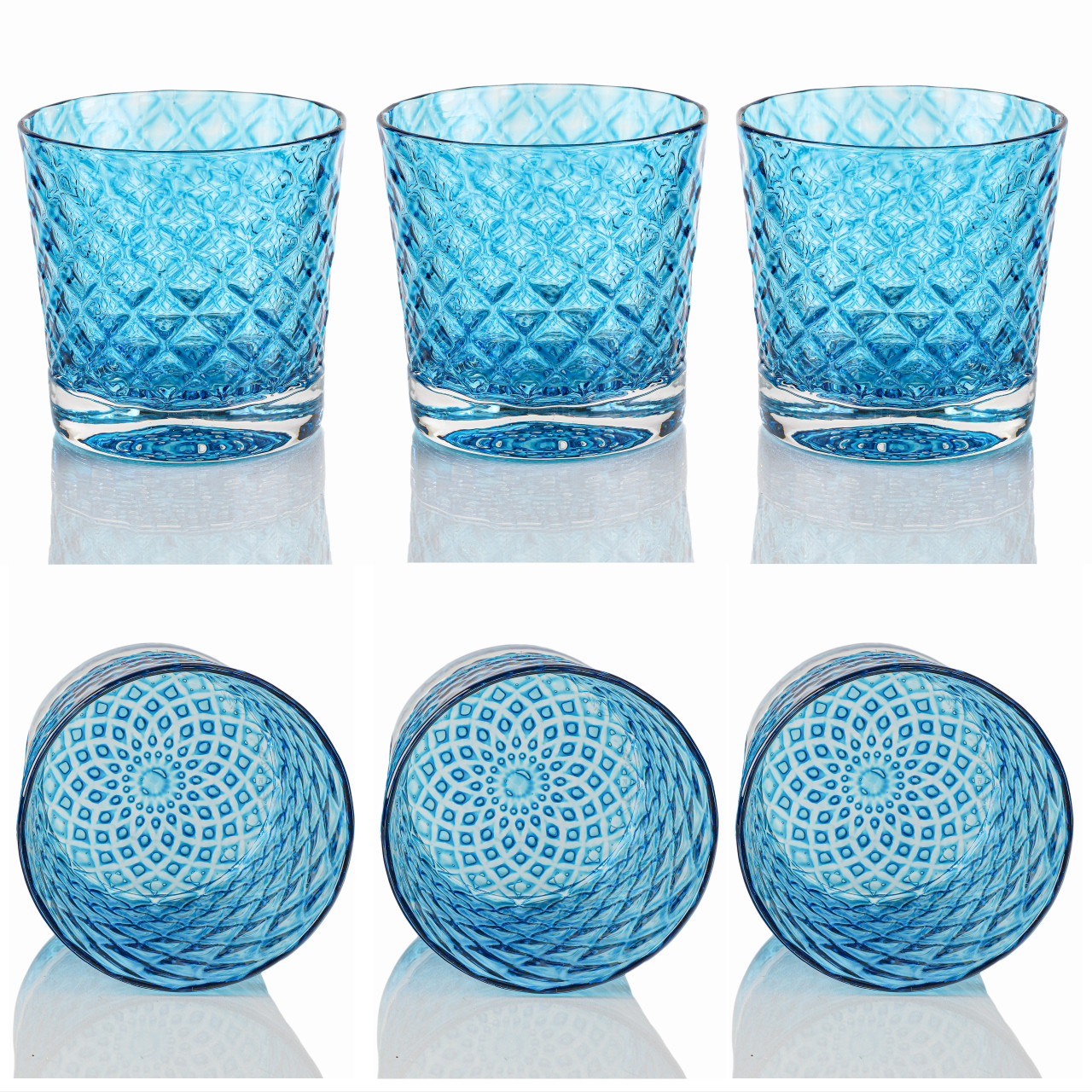 Mixed Mindala & Mandala Drinking Glass Set by 2BGlass (Art Glass Drinkware)