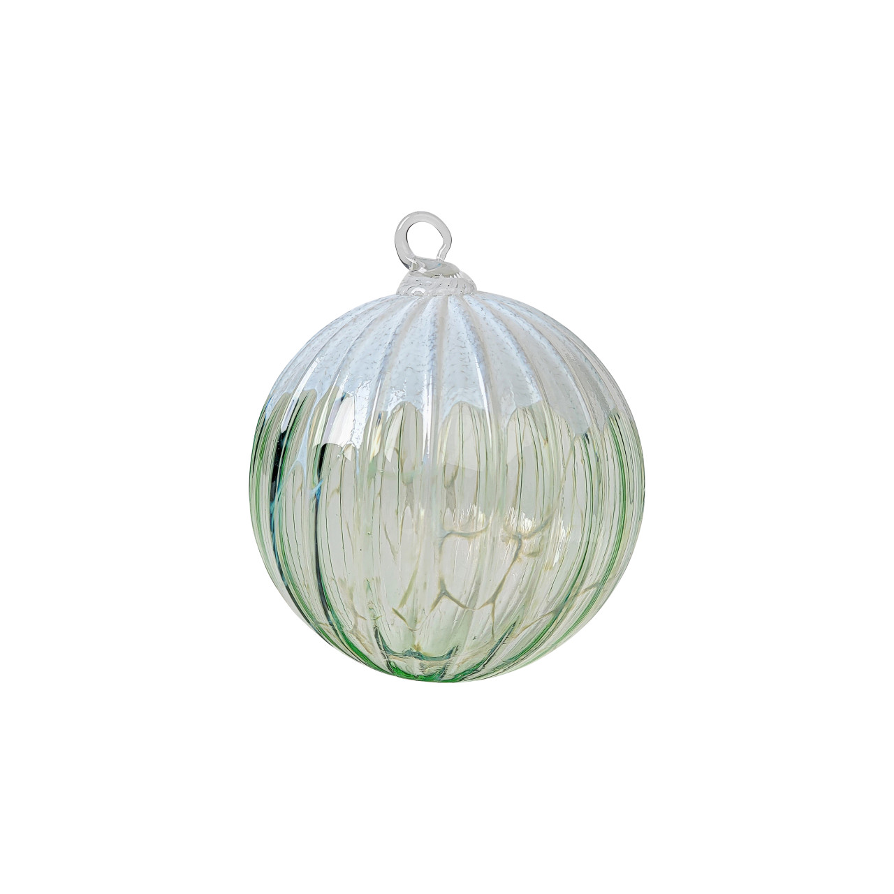 Ice Snow Flurry Handmade Glass Ornament Set - Spiral mold, Set of 6