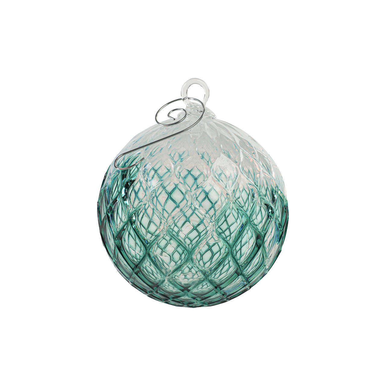 Ice Snow Flurry Handmade Glass Ornament Set - Spiral mold, Set of