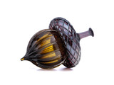 Metallic Bordeaux & Manzanilla - with Ridges | HANDBLOWN GLASS ACORN