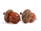 Caramel & Chestnut - with Ridges | HANDBLOWN GLASS ACORN