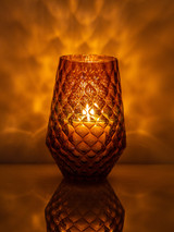 Light Brown Sugar  - Handblown Diamond Cut Votive Holder | Candle Included | 100% Soy Wax | Hand Poured | Drinking Glass | Cocktail Glass