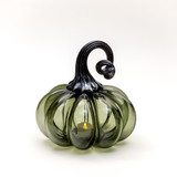 Smokey Tourmaline | Signature | Handblown Glass Pumpkin w/Tealight