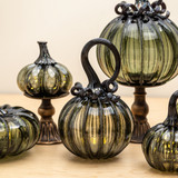 Smokey Tourmaline | Signature | Handblown Glass Pumpkin w/Tealight