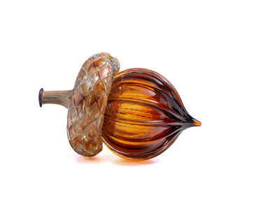 Caramel & Amber - with Ridges | HANDBLOWN GLASS ACORN