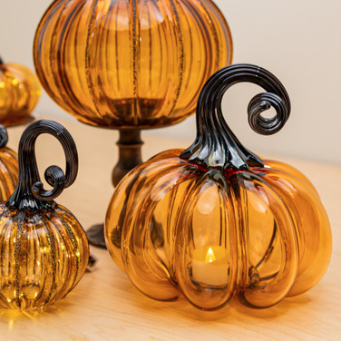 Saffron Sugar | Signature | Handblown Glass Pumpkin w/Tealight