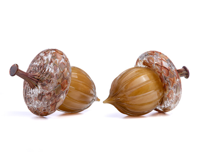 Caramel & Ochre - with Ridges | HANDBLOWN GLASS ACORN