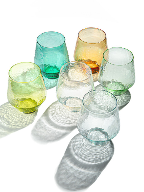 PEELED Set of 6  - Sparkling HANDBLOWN Stemless Glassware