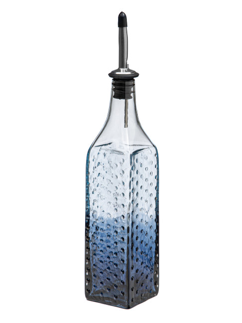 Ice & Slate Blue Hobnail Handblown Bottle