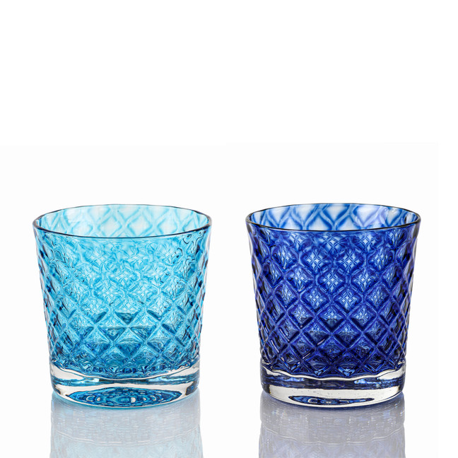 Blueberry & Aqua Mindala Glass Set