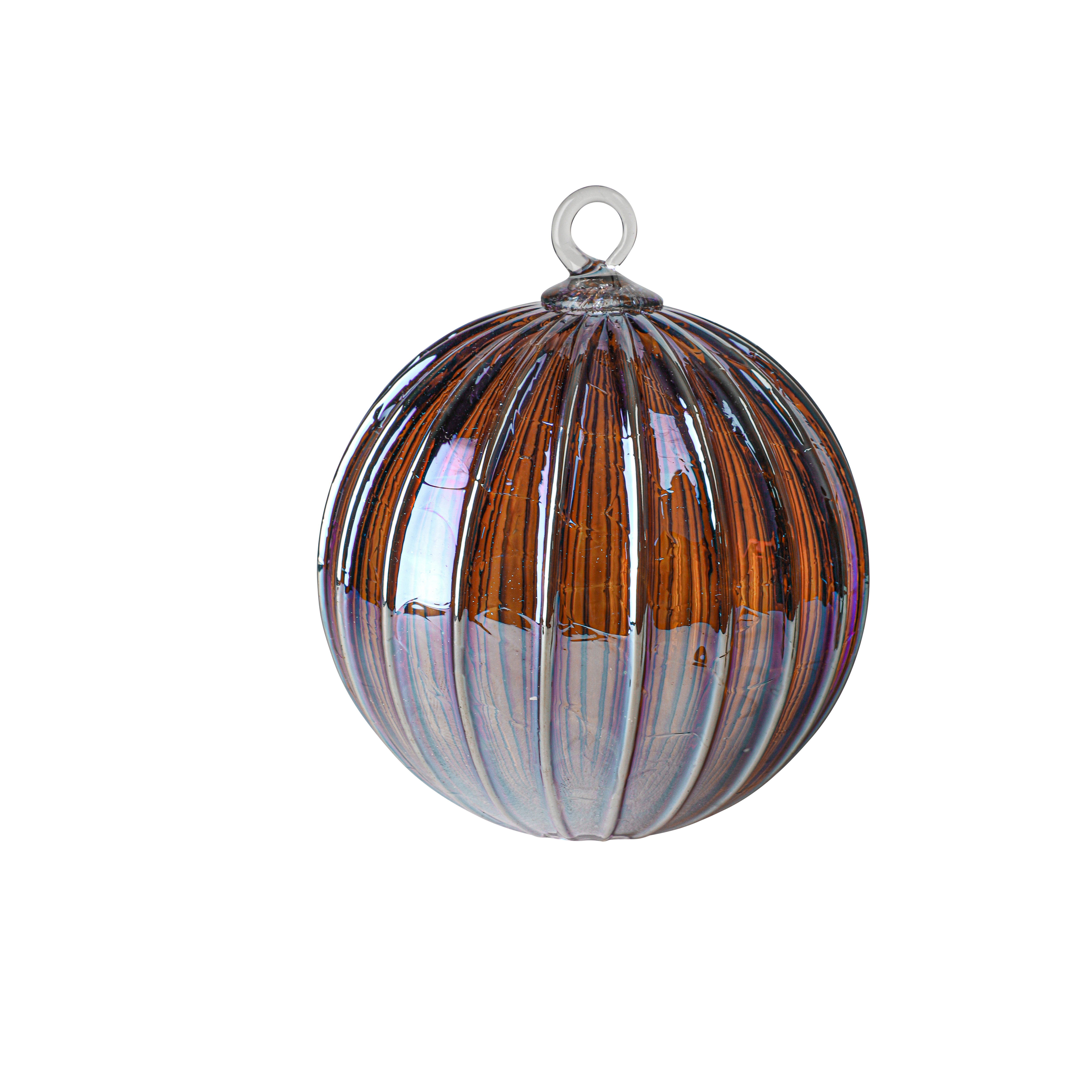 Metallic Violet Amber Handblown Glass Ornament