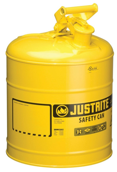 Justrite Steel Safety Can Diesel Yellow 5 gal.