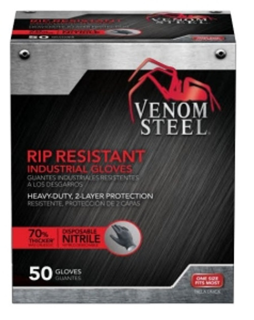 Venom Steel Heavy Duty 2-Layer Disposable Nitrile Gloves, 50 pc.