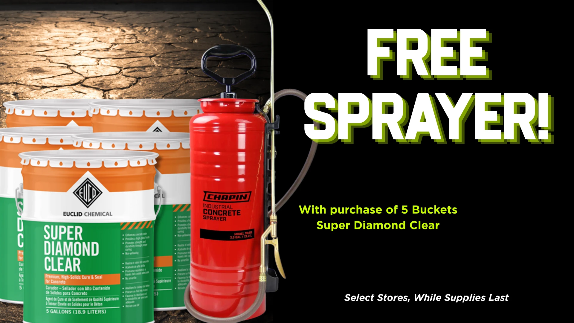 buy 5 buckets sealer, free chapin sprayer