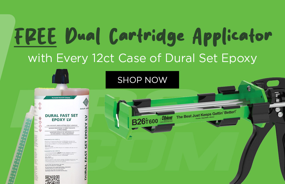 Get a FREE Dual Cartridge Applicator with Every 12ct Case of Dural Set Epoxy