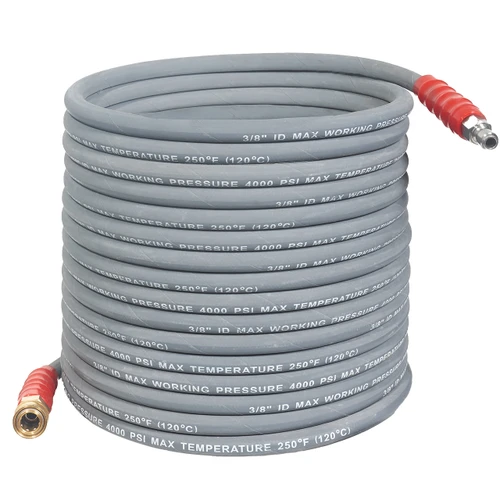 3/8-in Hot Water Wire-Braided Non-Marking Grey Hose, 4200 psi, Quick-Connect