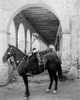 Rudolph Valentino on location and on horseback at the San Fernando Mission in Los Angeles.  The Photo is from The Four Horsemen of the Apocalypse, Metro Pictures, 1921.