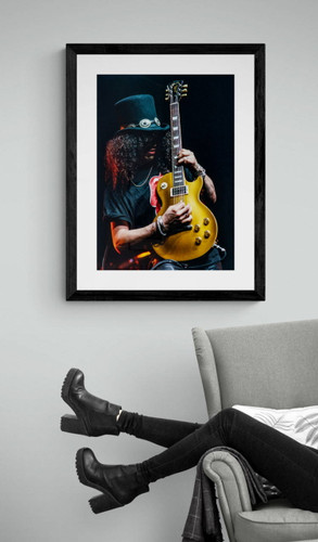 Slash | Guns N\' Roses | Classic Rock Photo | Limited Edition Print displayed by an arm chair by Jeffrey Mayer