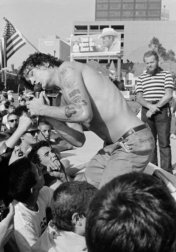 Henery Rollins of Black Flag at Federal Building Legalize Weed show. Photo by Kevin Salk shot July 4, 1983 at the \'Smoke In for the California Marijuana Initiative\'