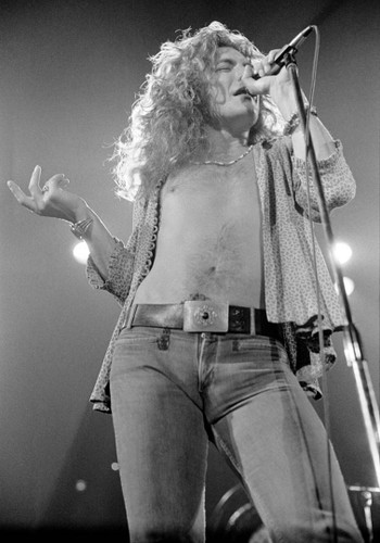 Robert Plant strikes his famous pose fronting Led Zeppelin at the Forum in 1973.