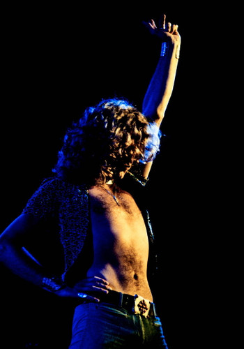 Robert Plant  fronting Led Zeppelin at the Forum in Inglewood, Calif. in 1975.