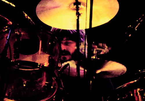 John Bonham behind his drum kit at the Forum in Inglewood, Calif. in 1975.