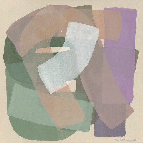 Rachel Taggart's Revival, a contemporary abstract print in earth tone layered washes on paper.