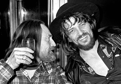 Willie Nelson #2, Waylon Jennings Photo by Richard E. Aaron. Two pals having a drink in New York City, 1978