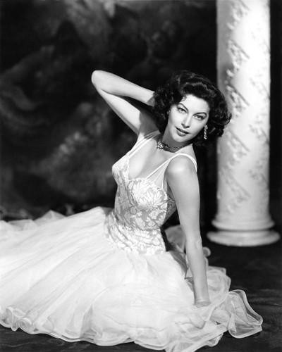 Ava Gardner in stunning white dress.