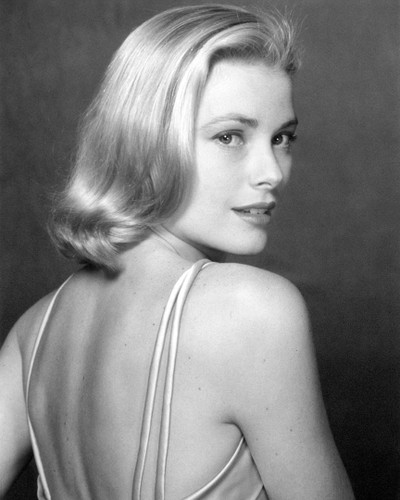 Beautiful Grace Kelly over the shoulder portrait photograph.