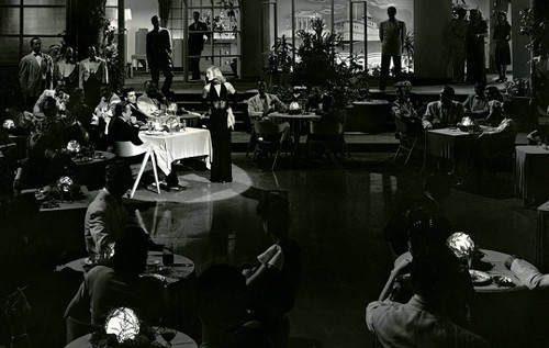 Dramatic wide shot of Humphrey Bogart and Lizabeth Scott, by Joe Walters, Dead Reckoning, 1947