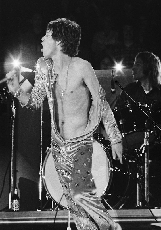 Mick Jagger | The Rolling Stones | Classic Rock Photo | Limited Edition Print by Jeffrey Mayer. Mick Jagger dancing with his outfit falling off.