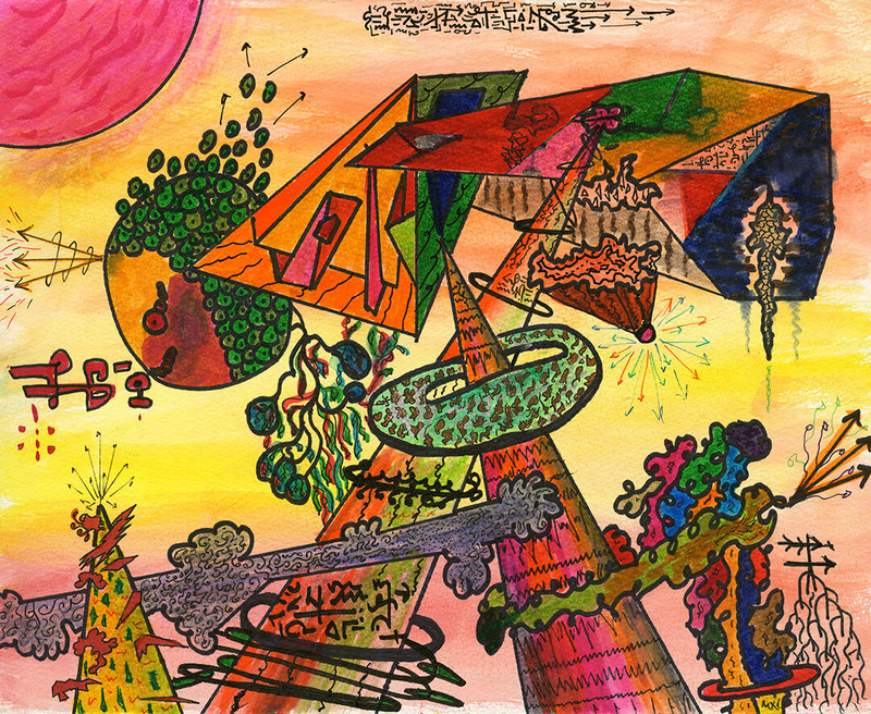 Day Glow Summer by Steve Vai | Psychedelic doodle art style | Fine Art print