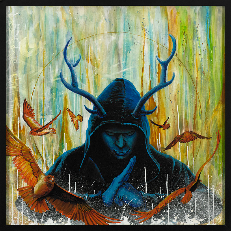Meditative Rage Painting by Marcel 'SEL' Blanco | Acrylic and spray paint on wood panel | Framed