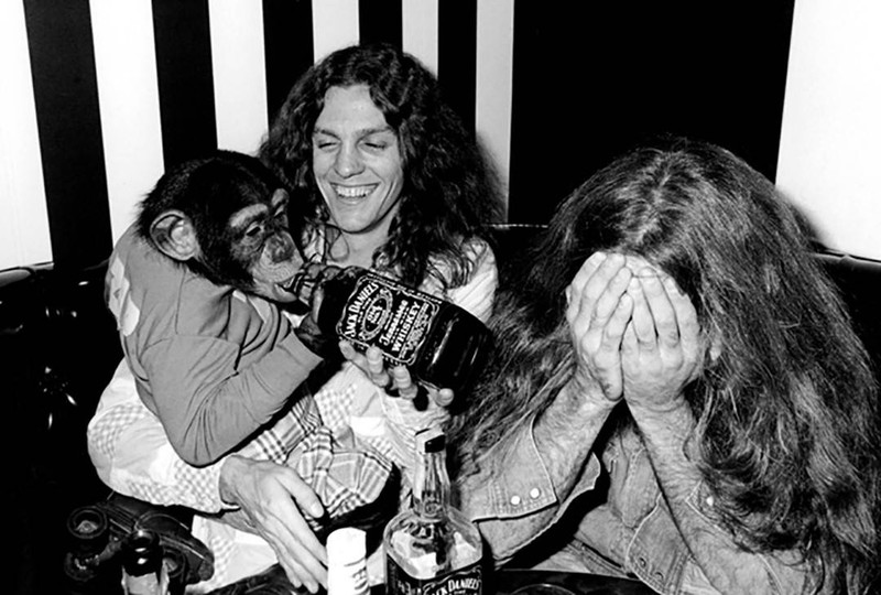 Lynyrd Skynyrd by Richard E. Aaron | Classic Rock Photo | Limited Edition Print |  1976, in New York. Backstage candid photo with monkey.
