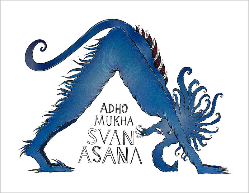 Downward Dog Pose by Rohitash Rao | Yoga Comic Art Print