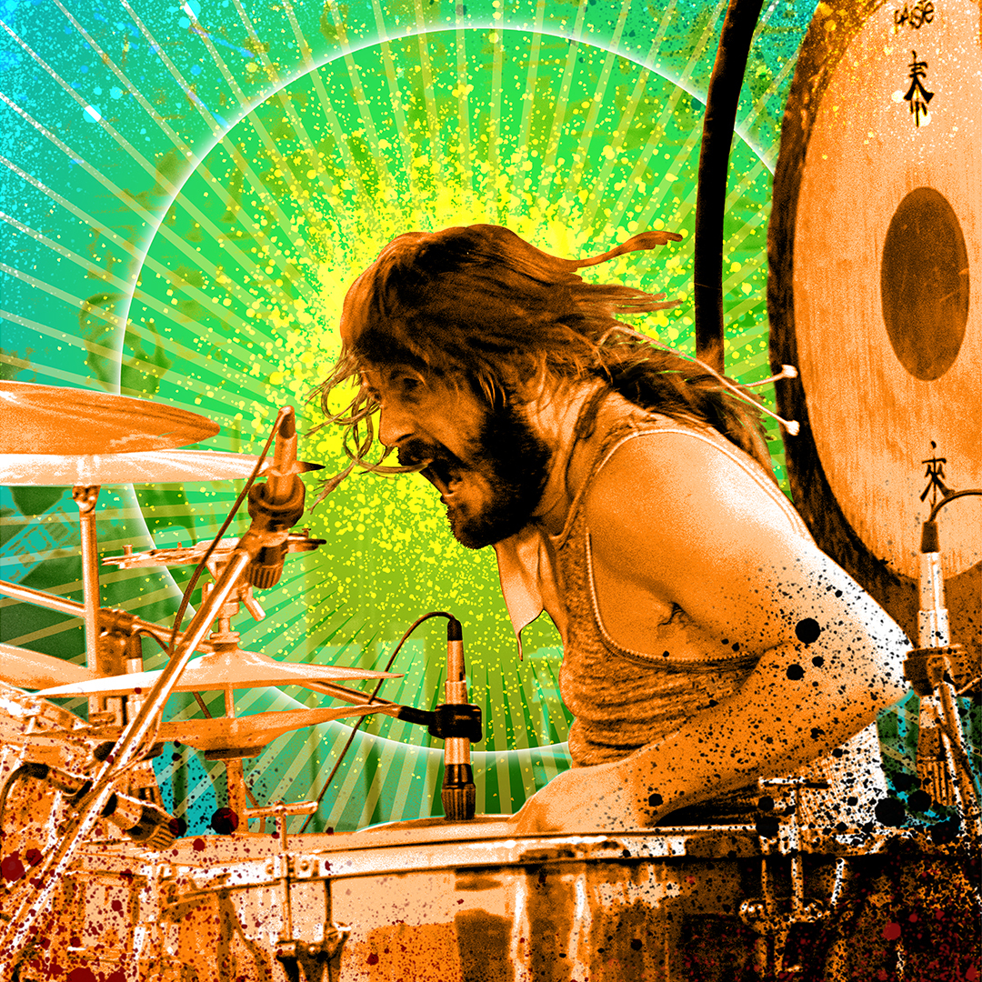 Street Art Style Graphic of John Bonham from Led Zeppelin