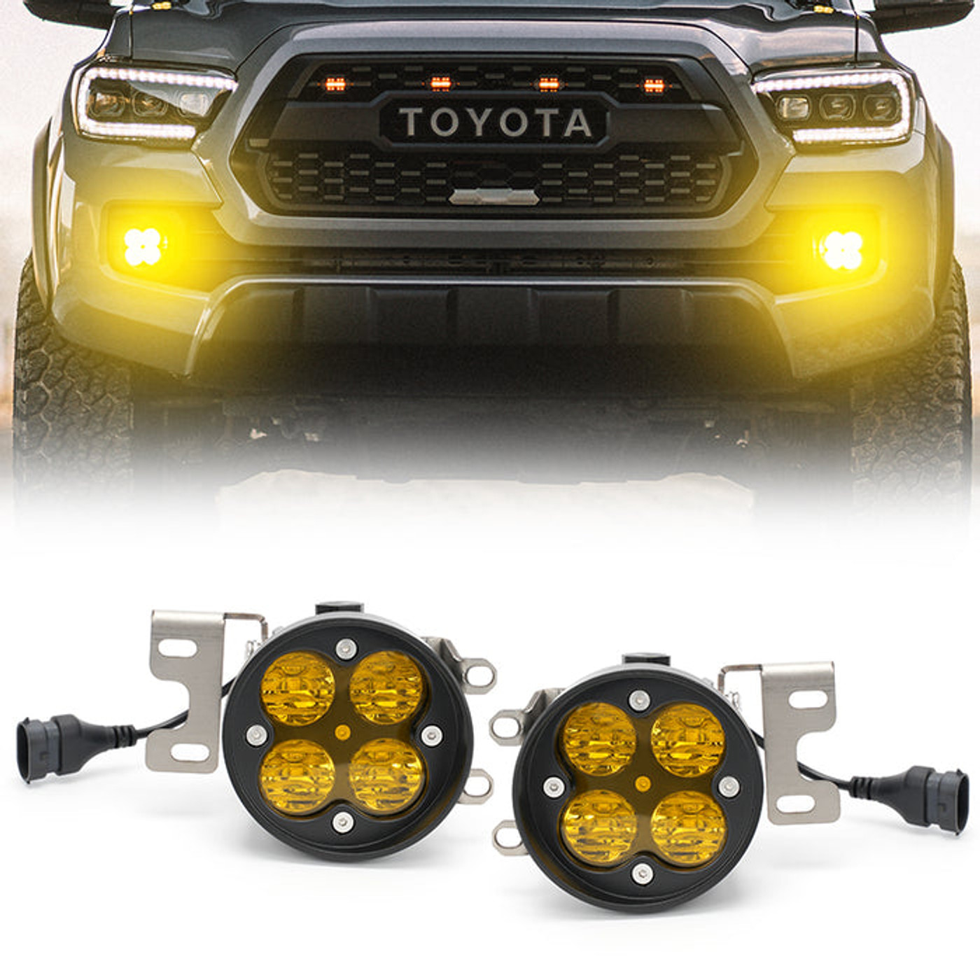 Roxmad LED Fog Lights With Yellow Lens For 2005-Later Toyota Tacoma