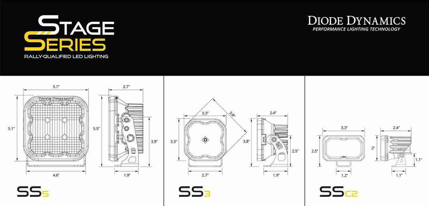 Image of Stage Series Ditch Light Kit for 2022 Toyota Tundra C2 Pro Diode Dymanics White Combo Diode Dymanics.