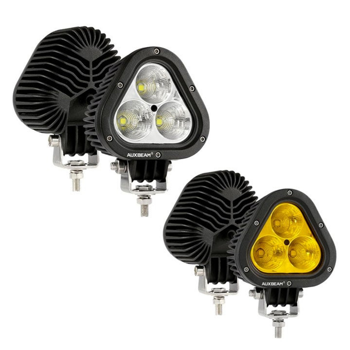 Image of Auxbeam 4 Inch Combo Beam Triangle LED Pods (Yellow/White).