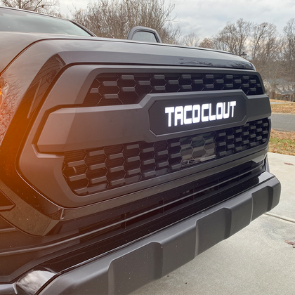 Image of CUSTOM CNC CUT LED BACKLIT FAUX NON OEM TRD PRO STYLE GRILLE FOR 2016-2023 TACOMA.