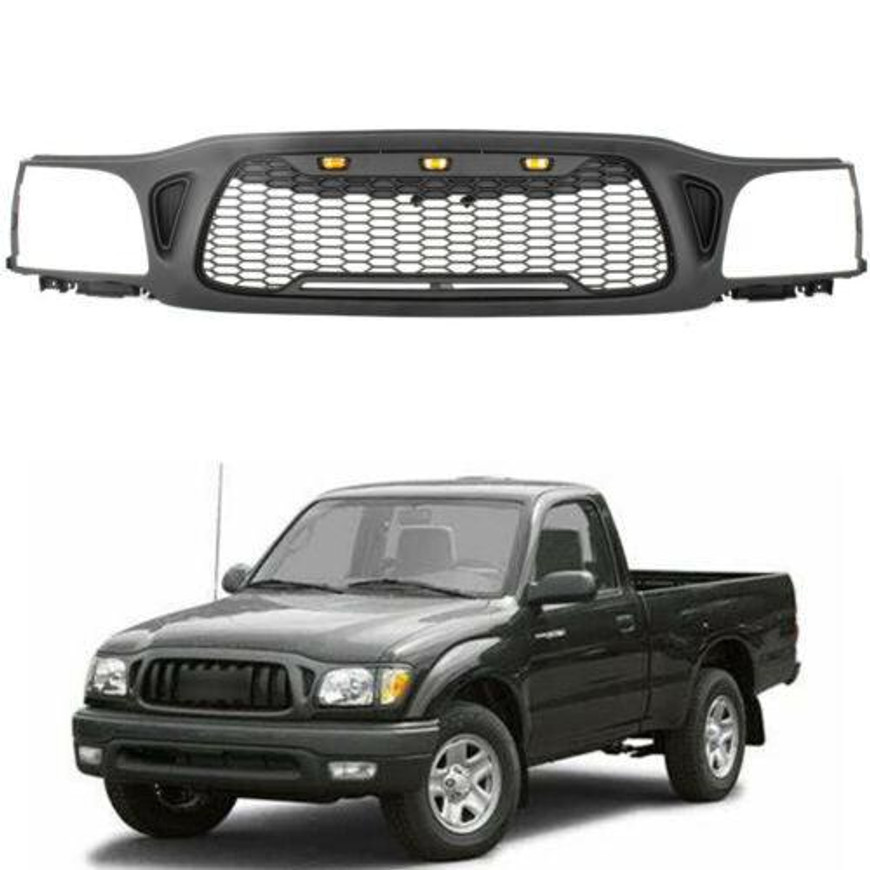 2001-2004 Toyota Tacoma Black Honeycomb Mesh Grille With Amber LED